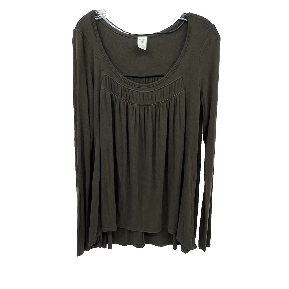 WE THE FREE Women's Sz M Olive Green Ribbed Rayon/Spandex Scoop Neck Flowy Tunic